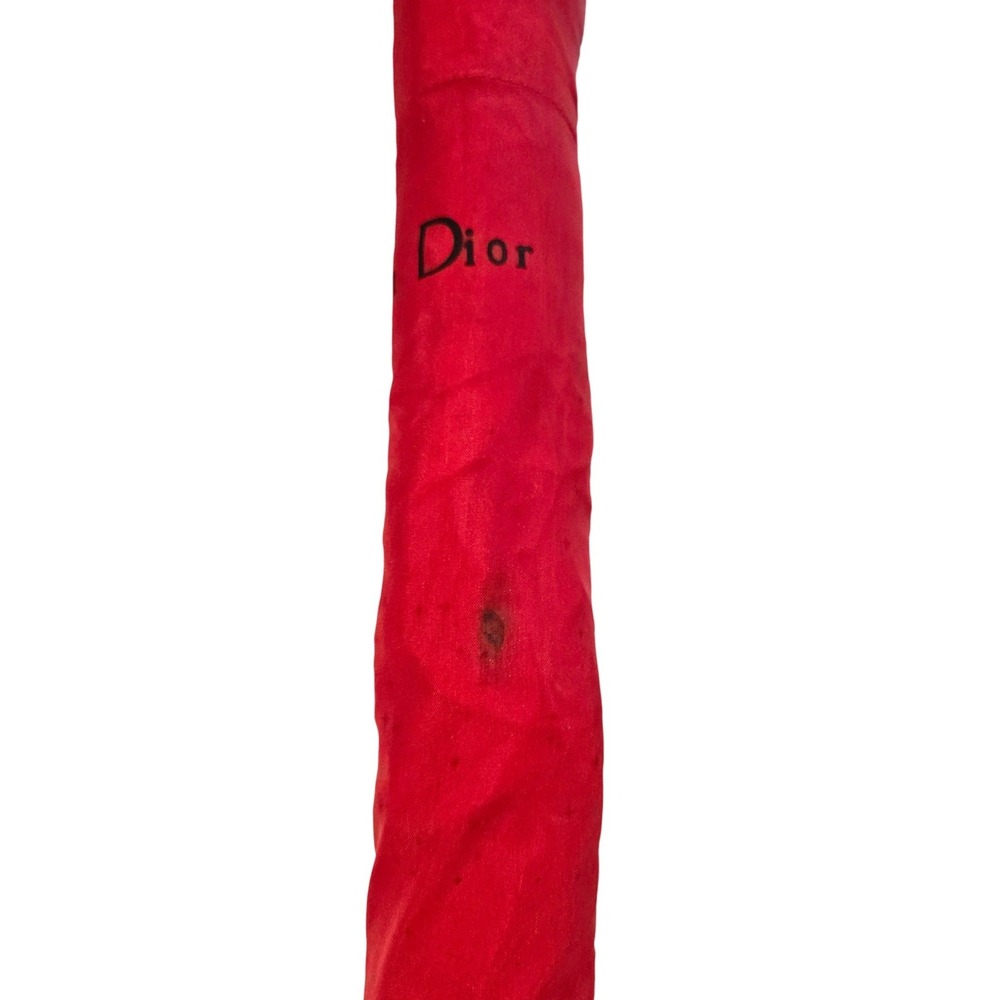 Christian Dior Parapluies Paris Red Umbrella CD Logo Handle Made in France VTG - Picture 9 of 11